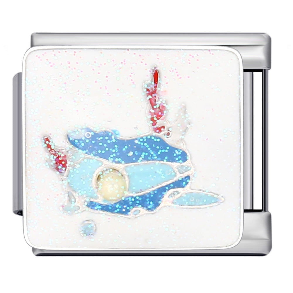 Wholesale  Italian Module Bracelet  Blue Ocean ElementsStainless Steel Welding Pattern DIY Charms