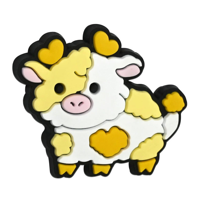 Wholesale Random 100pcs PVC Soft Rubber Colored Cow Series Focal Beads for DIY Beadable Pens