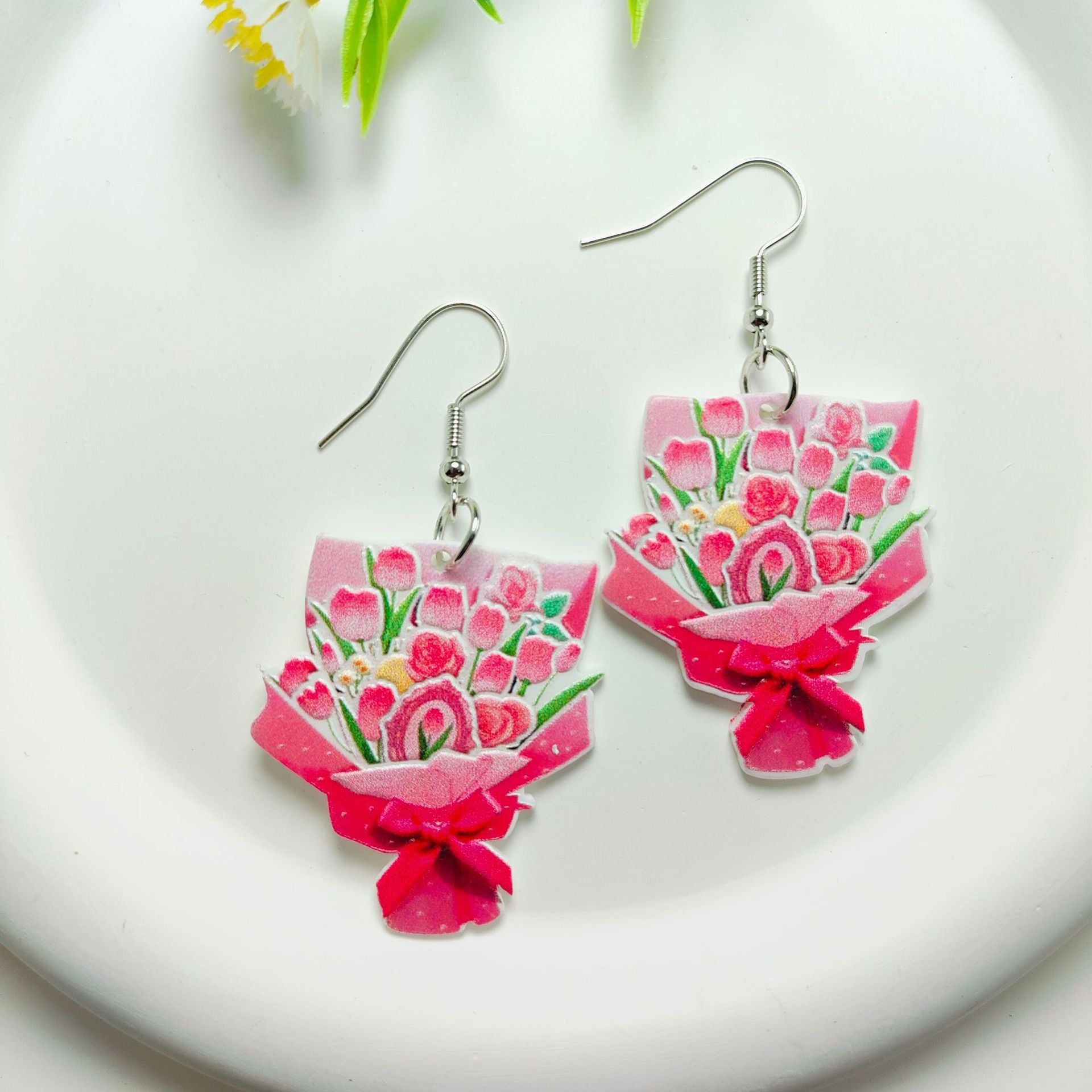 Wholesale Rose Earrings Mother's Day Acrylic Earrings ACC-ES-Qiyu011