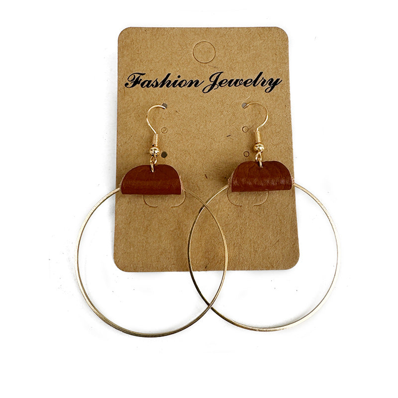 Wholesale metal leather hoop earrings