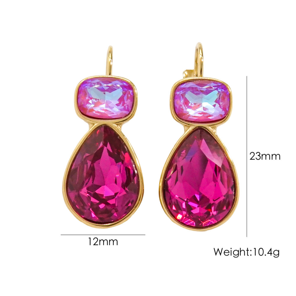 Wholesale Stainless Steel Water Drop Zircon Ears Earrings