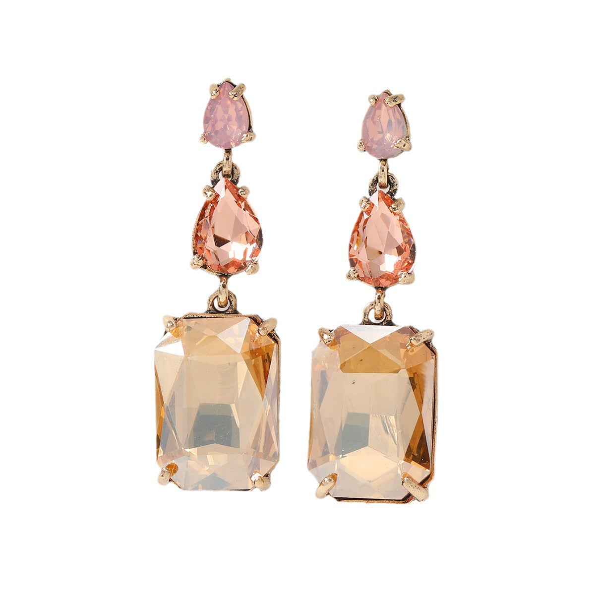 Wholesale Gemstone Series Geometric Square Drop Crystal Earrings ACC-ES-Qunq002