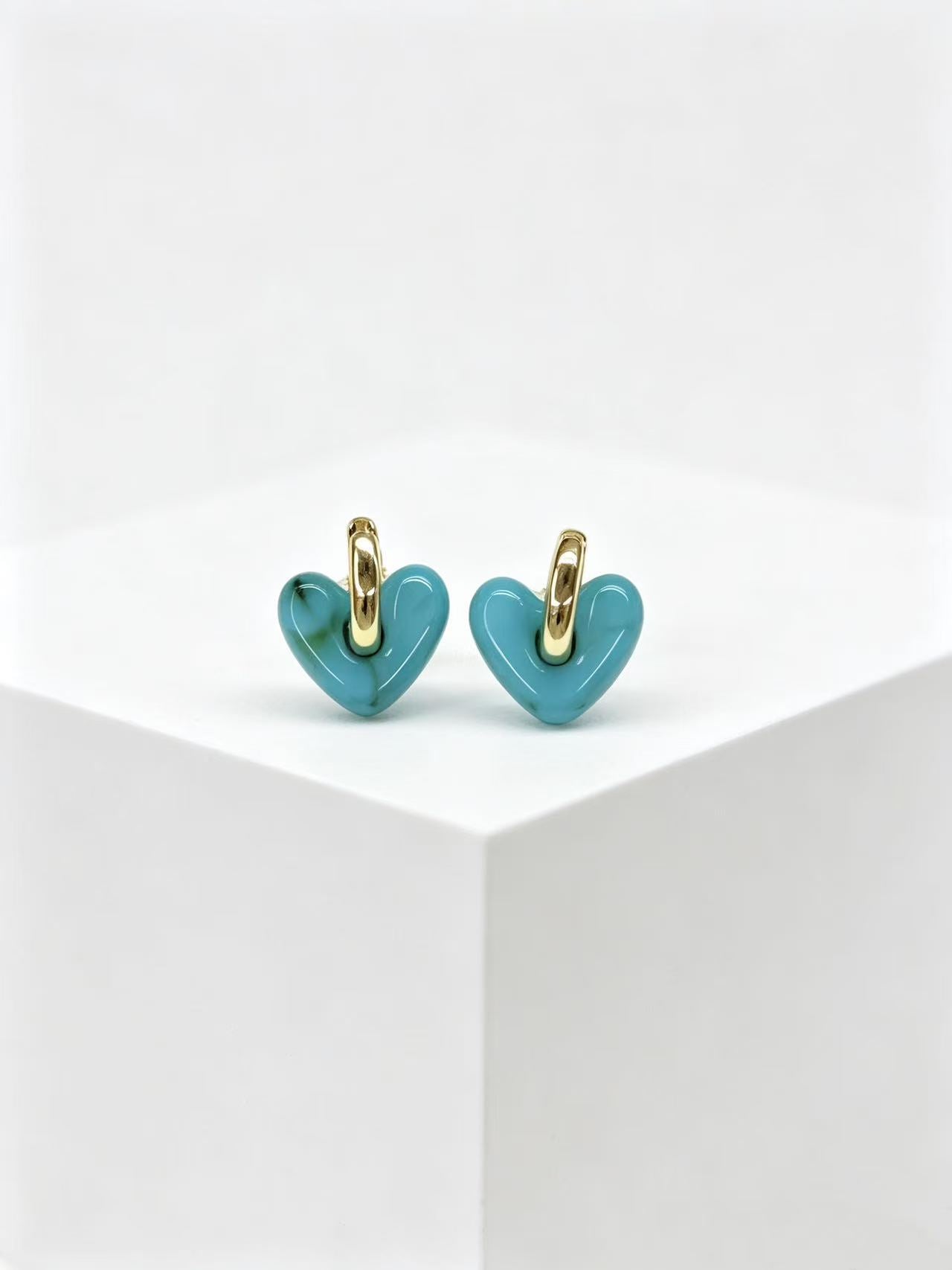 Wholesale Korean Style Acrylic Heart Earrings And Ear Cuffs For Women Trendy Party Jewelry Accessory