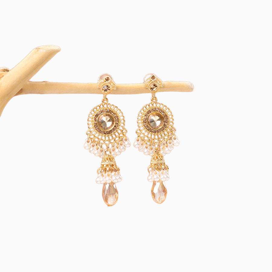 Wholesale gemstone bell tassel earrings