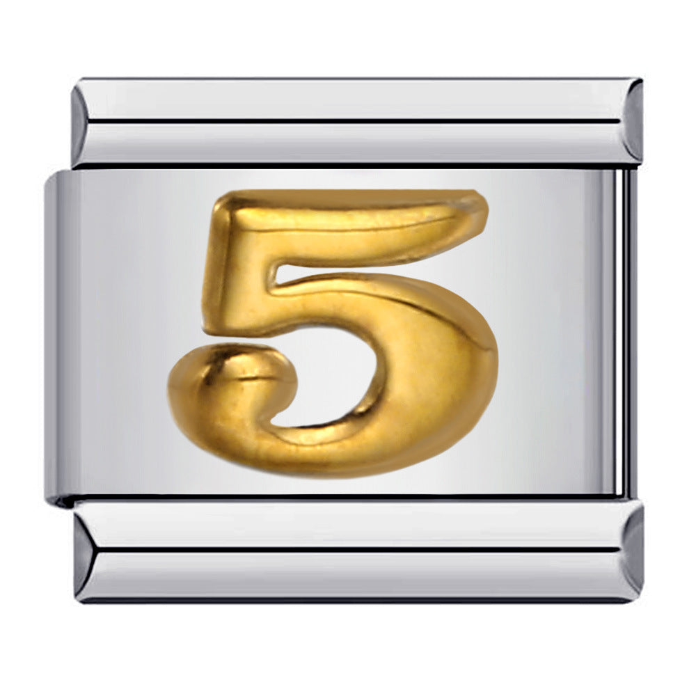 Wholesale Italian Charm Bracelet 9mm DIY Splicing Removable Arabic Numerals Stainless Steel Composable Bracelet