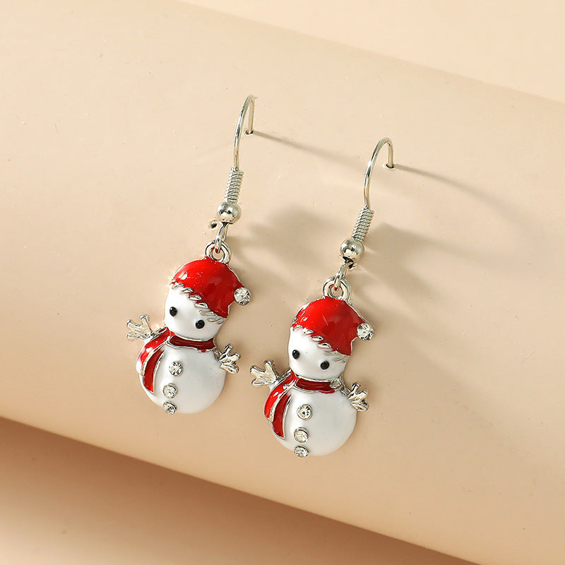 Wholesale 3D Christmas Snowman Alloy Earrings ACC-ES-KaiQing001