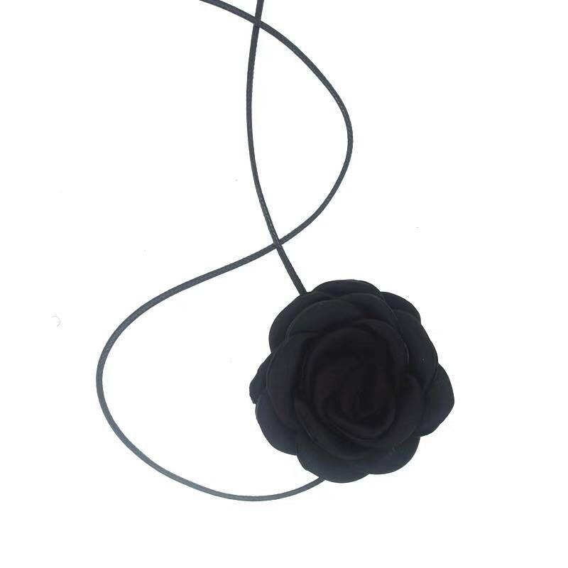Wholesale Handmade Fabric Flower Choker Necklace With Wax Rope Trendy Jewelry Accessory For Women Gift