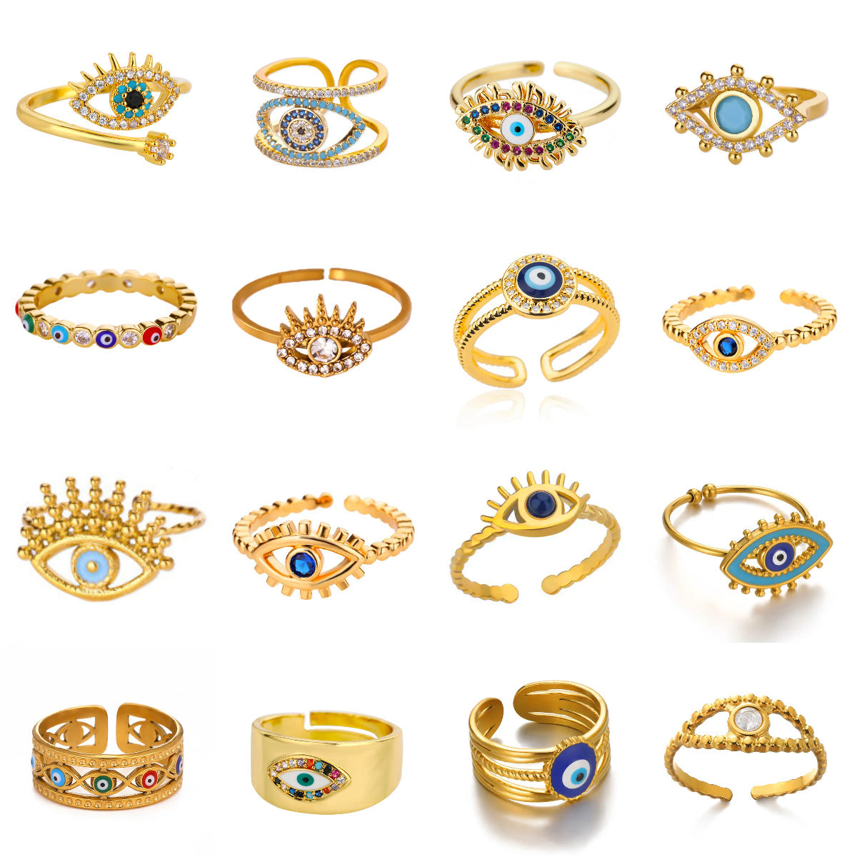 Wholesale Evil Eye Ring,  Blue Drip Oil Design,  Fashion Jewelry Accessory for Women,  Everyday Wear Gift