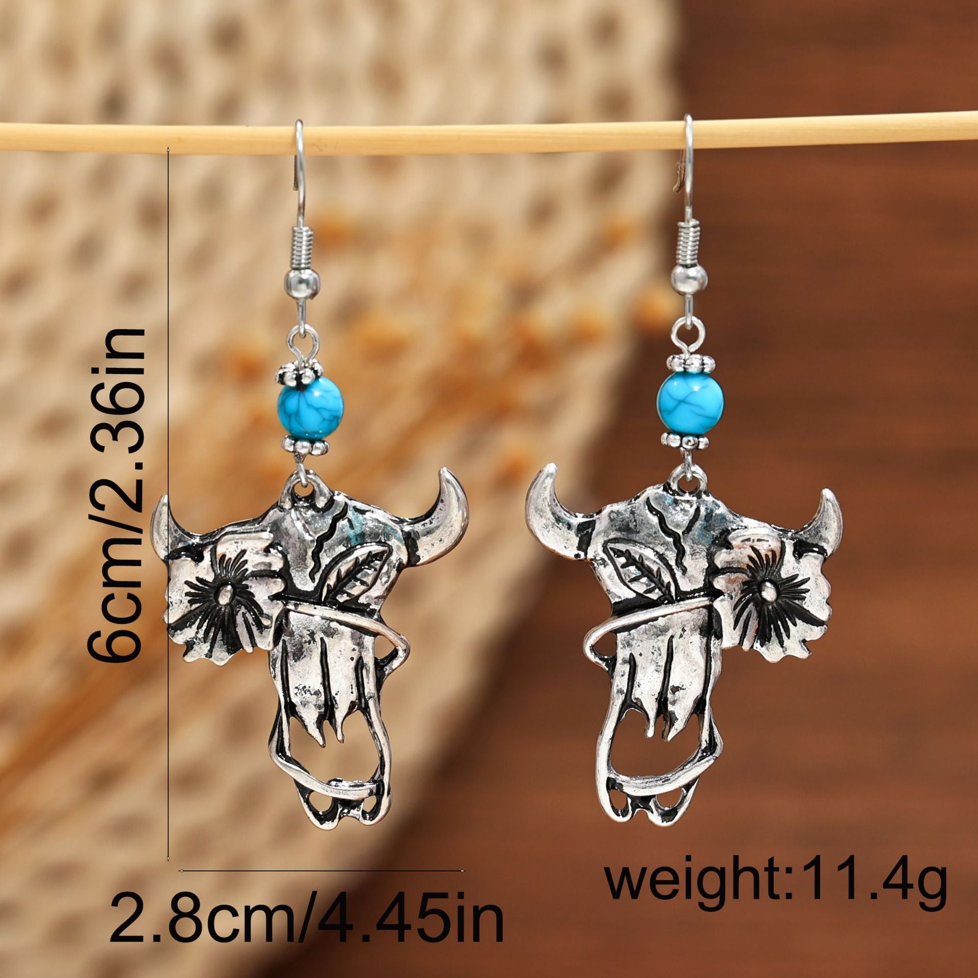 Wholesale Western Desert Cactus Bull Head Horse Punk Earrings