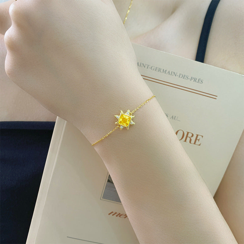 Wholesale Sunflower Zircon S925 Sterling Silver Bracelet