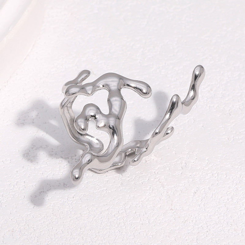 Wholesale Fashion Stainless Steel Open Ring Gold Flower Design Gift Jewelry Accessory for Women Resale