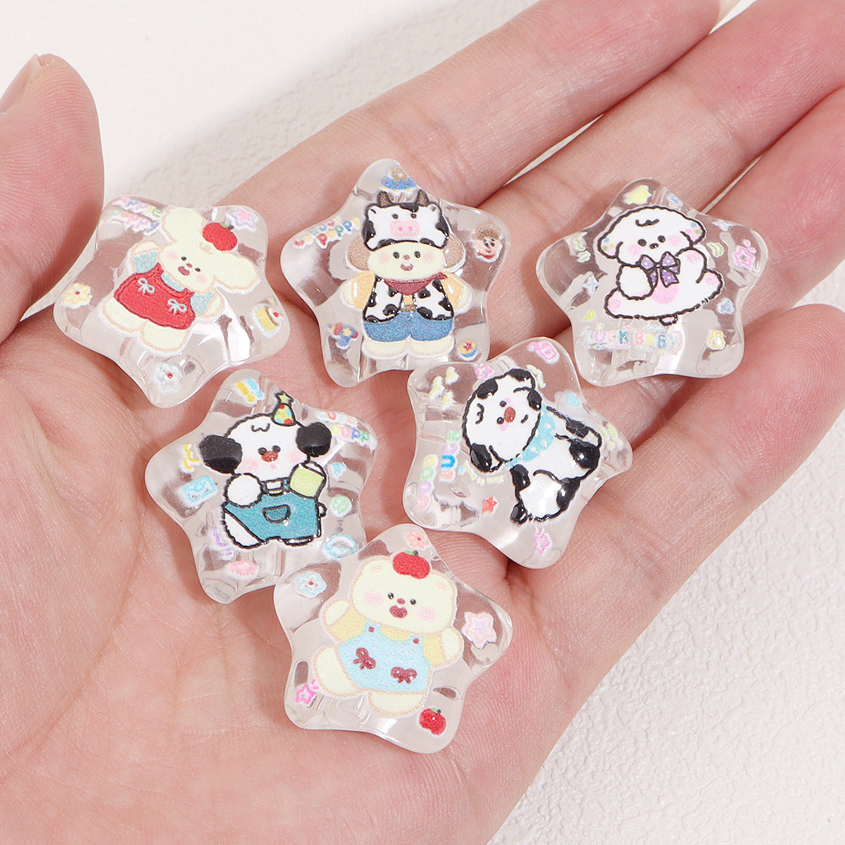 Wholesale 10pcs  Cartoon Cute Puppy Five-Pointed Star  Focal Beads DIY Bead Accessories