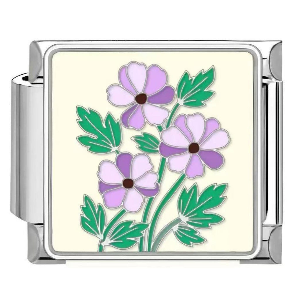 Wholesale DIY modular bracelet with floral pattern,  original design,  Italian Charms Bracelet