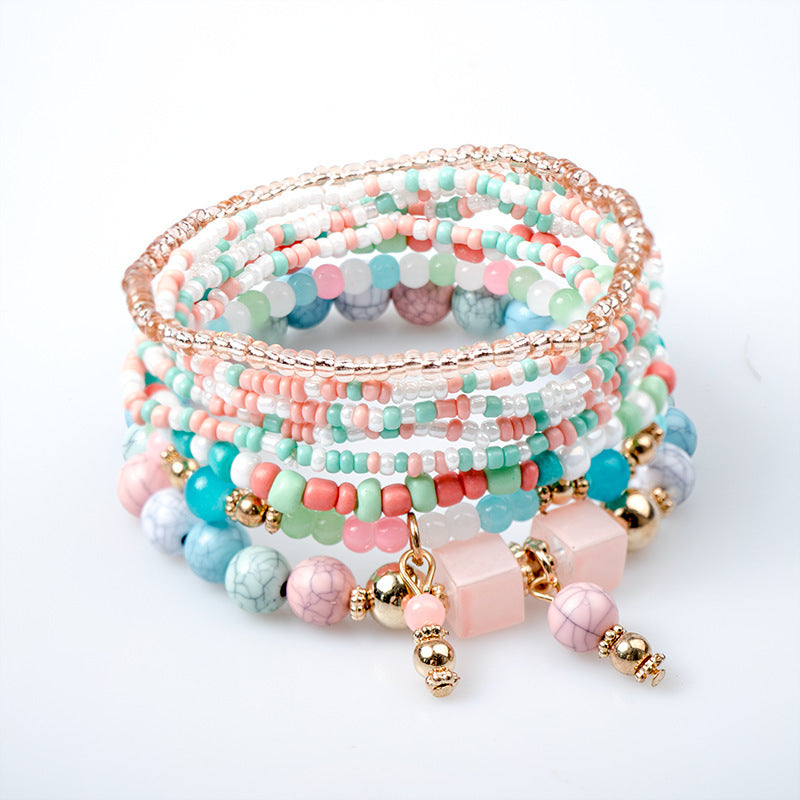 Wholesale Bohemian Multi-layer Rice Beads Bracelet ACC-BT-NaiHong015
