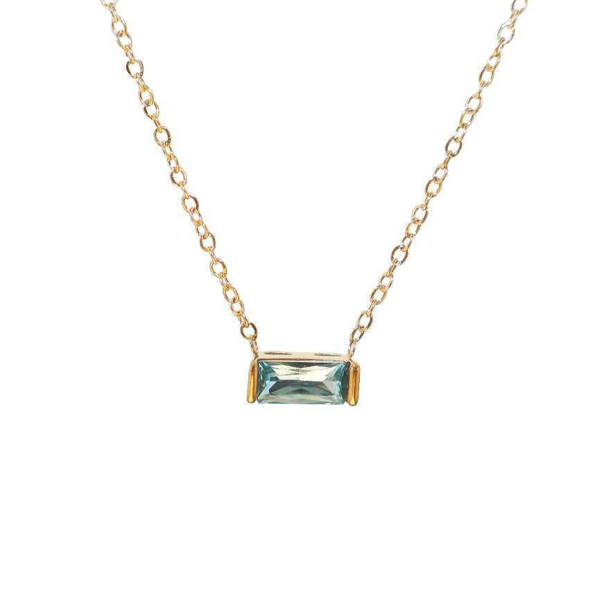 Wholesale Stainless Steel 12 Birthstone Necklace Zircon Necklace