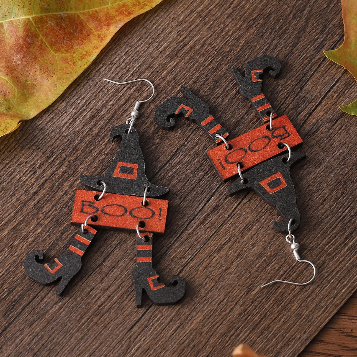 Wholesale Halloween Gothic Witch Hat Wood Earrings ACC-ES-ChuLian023