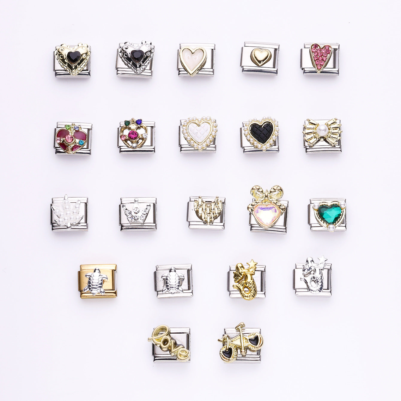 Wholesale 10pcs Italian Charm Bracelet 9mm DIY Splicing Love Mermaid Stainless Steel Composable Bracelet