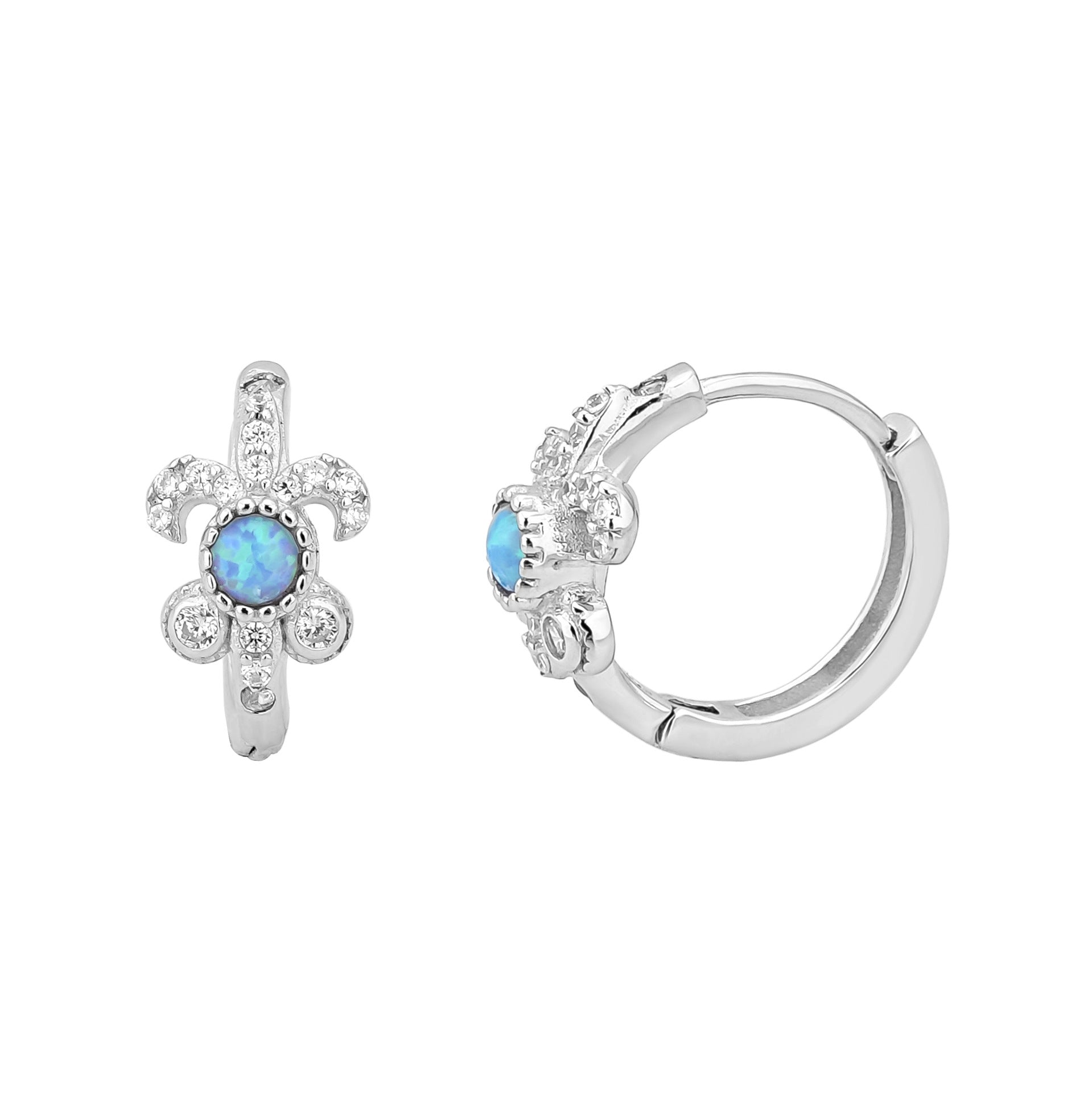 Wholesale Korean Style 925 Silver Blue Opal Flower Single Earring Trendy Fashion Jewelry Accessory For Women Boutique Resale Gift