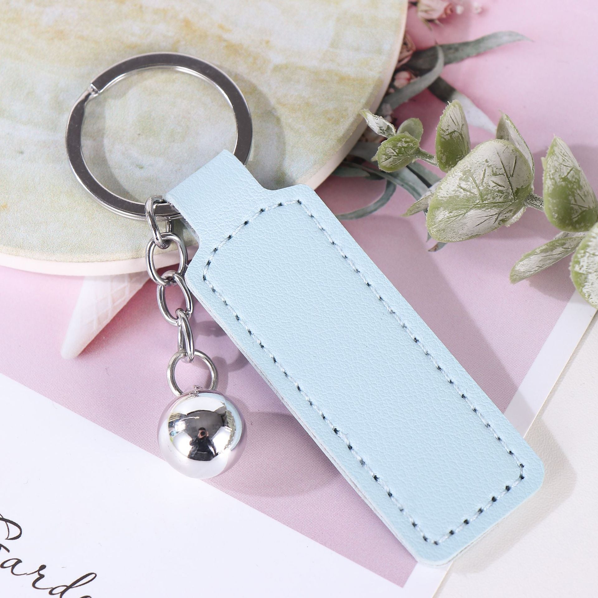 Wholesale  PU Leather Keychain Simple Business Car Keychain Accessories Keychain Ring Printable Logo