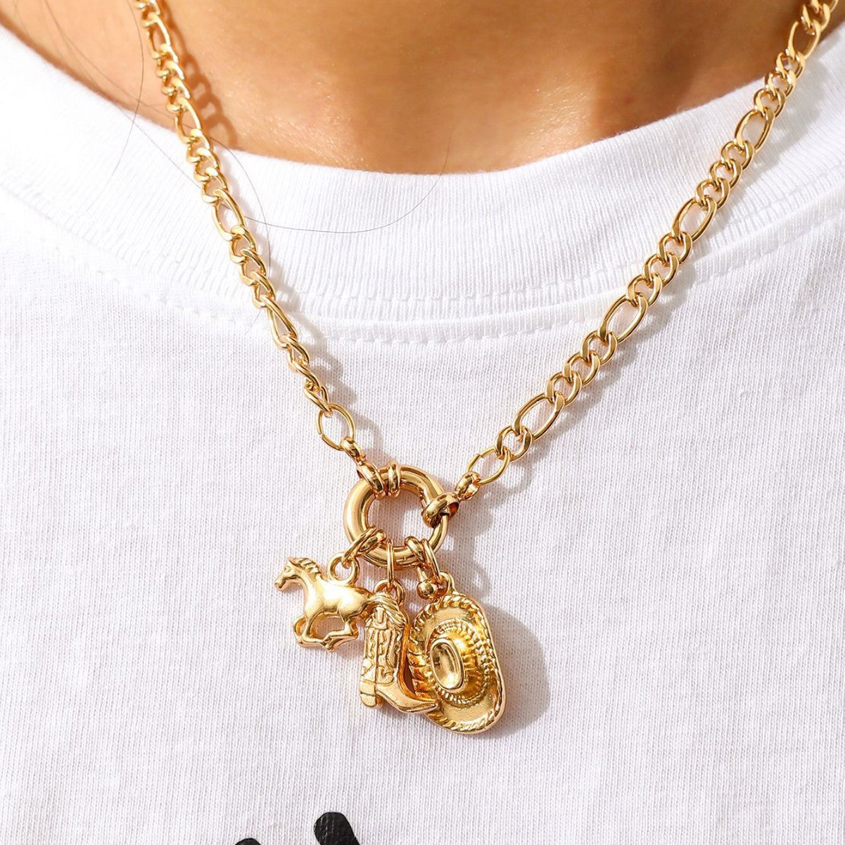 Wholesale  Boots Cowboy Hat Necklace