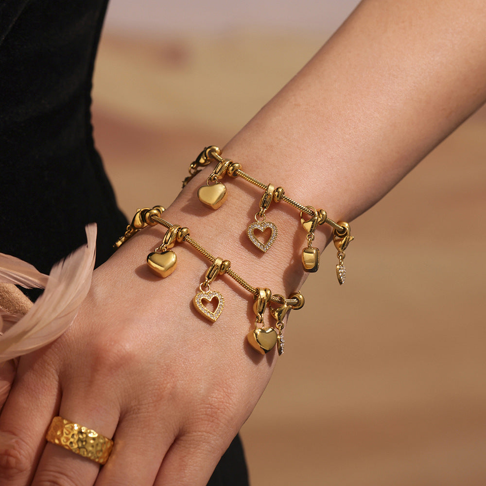 Wholesale Stainless Steel  Love Zircon DIY Multi-accessory Bracelet