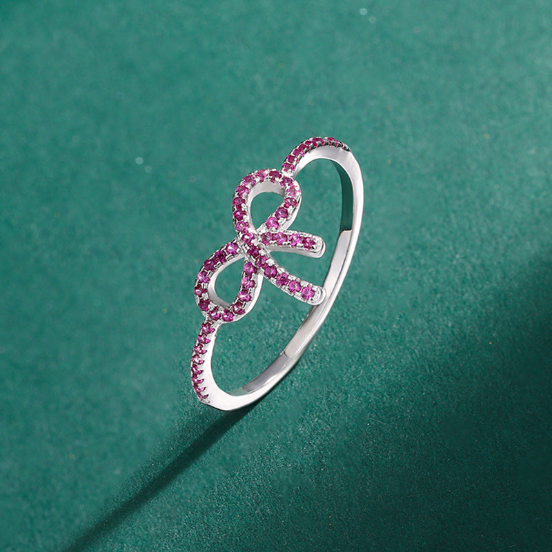 Wholesale Bow Heart-shaped Ring Luxury Style Zirconia Ring