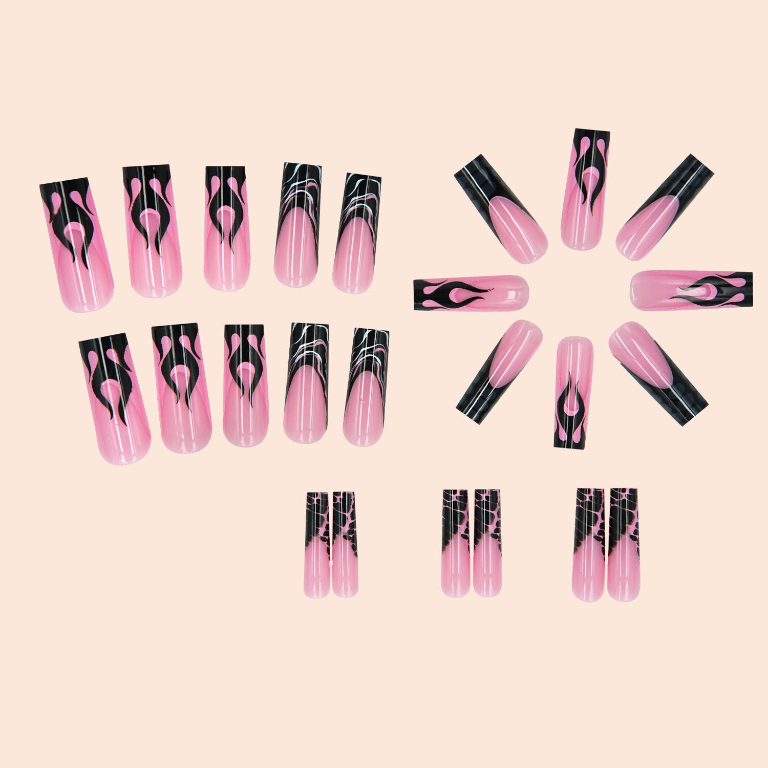 Wholesale 24 Pieces/box Colorful Graffiti Skull Manicure Press-on Nails Kits Nail Stickers ACC-NS-NaiEr001