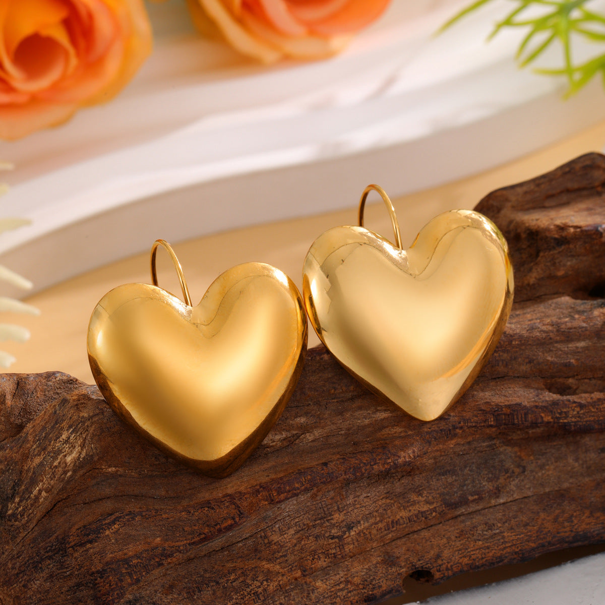 Wholesale  stainless steel 18k real gold plating love earrings