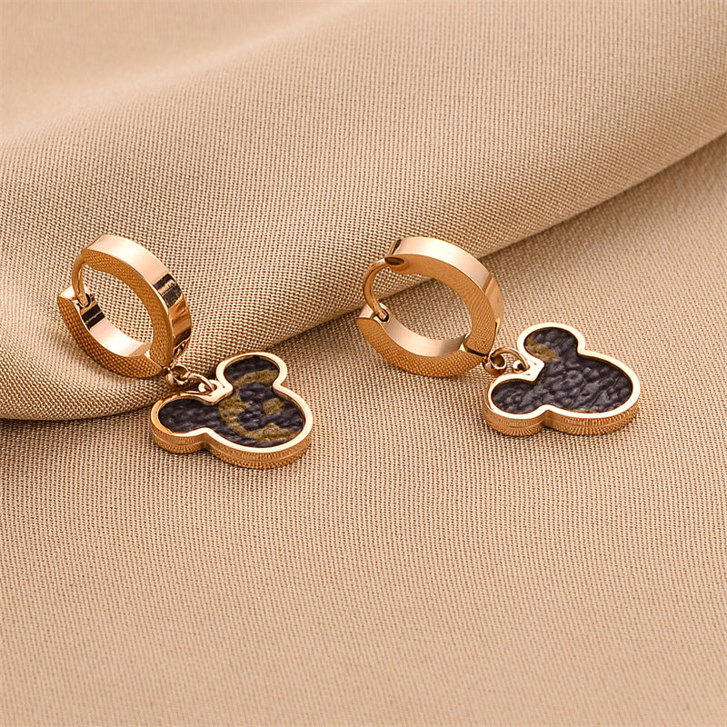 Wholesale Golden Rose Gold Steel Color Titanium Steel Earrings ACC-ES-HaoWen013