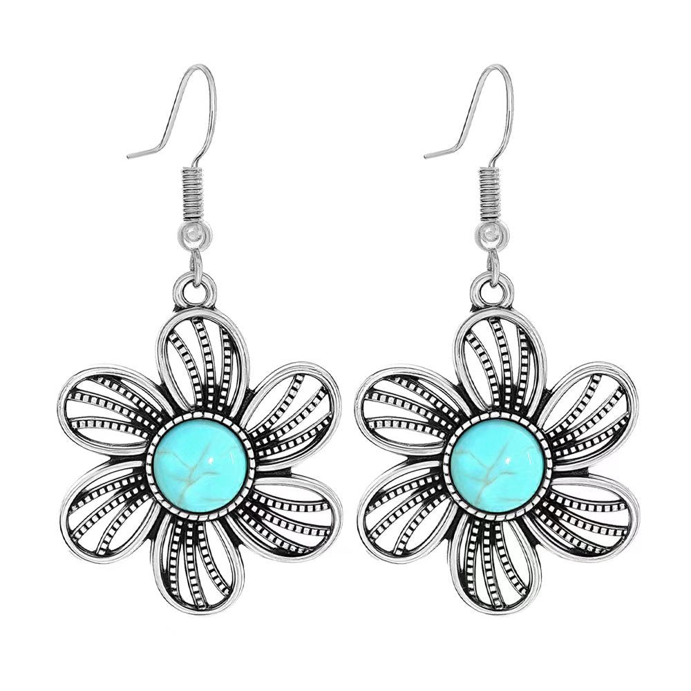 Wholesale Ethnic Style Geometric Acrylic Turquoise Earrings for Women Fashion Jewelry