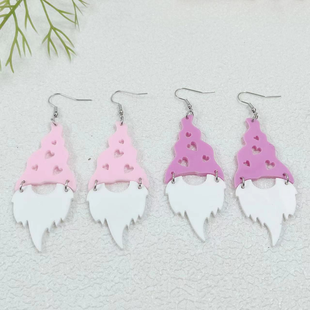 Wholesale Christmas Santa Claus Heart Hollow Acrylic Earrings ACC-ES-AnDao034
