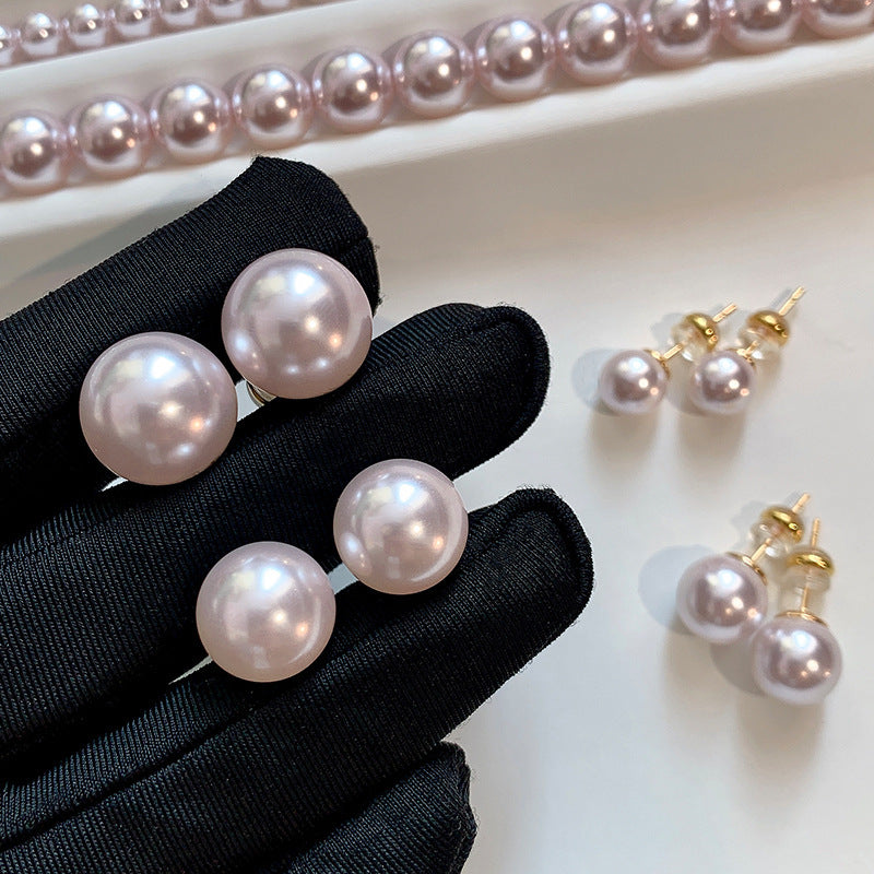 Wholesale Sterling Silver Aurora Purple Steamed Bread Big Pearl Earrings