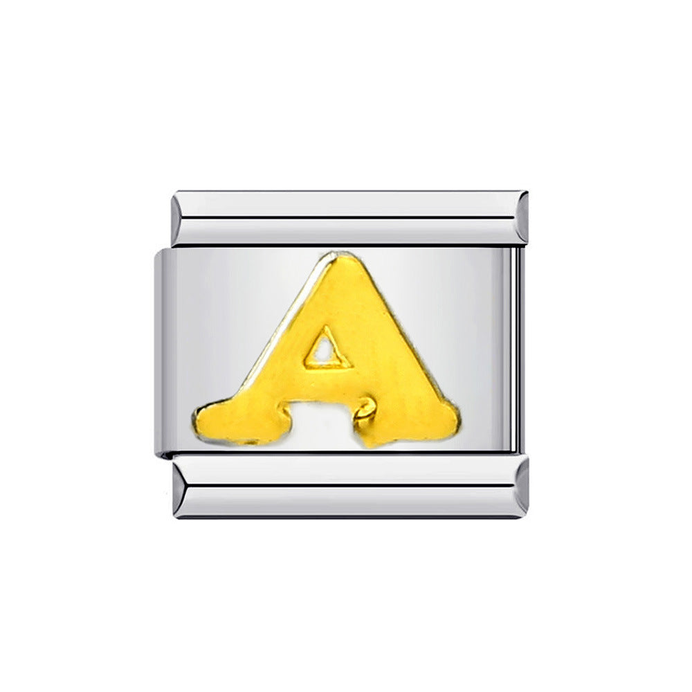 Wholesale Italian Charm Bracelet 9mm DIY Splicing Removable Gold Plated English Letters Stainless Steel Composable Bracelet