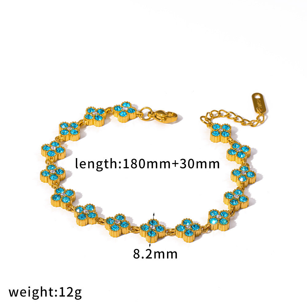 Wholesale Stainless steel bracelet inlaid with colored diamonds light luxury and high-end feel