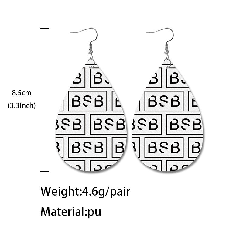 Wholesale  Retro Idol  Water Drop Leather Earrings