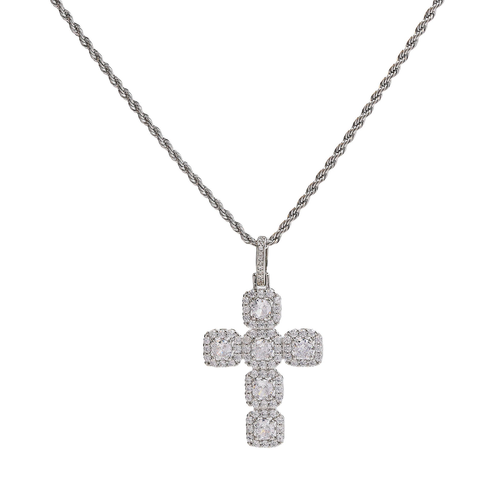 Wholesale 18k Brass Large Zircon Cross Necklaces ACC-NE-BaiYi005
