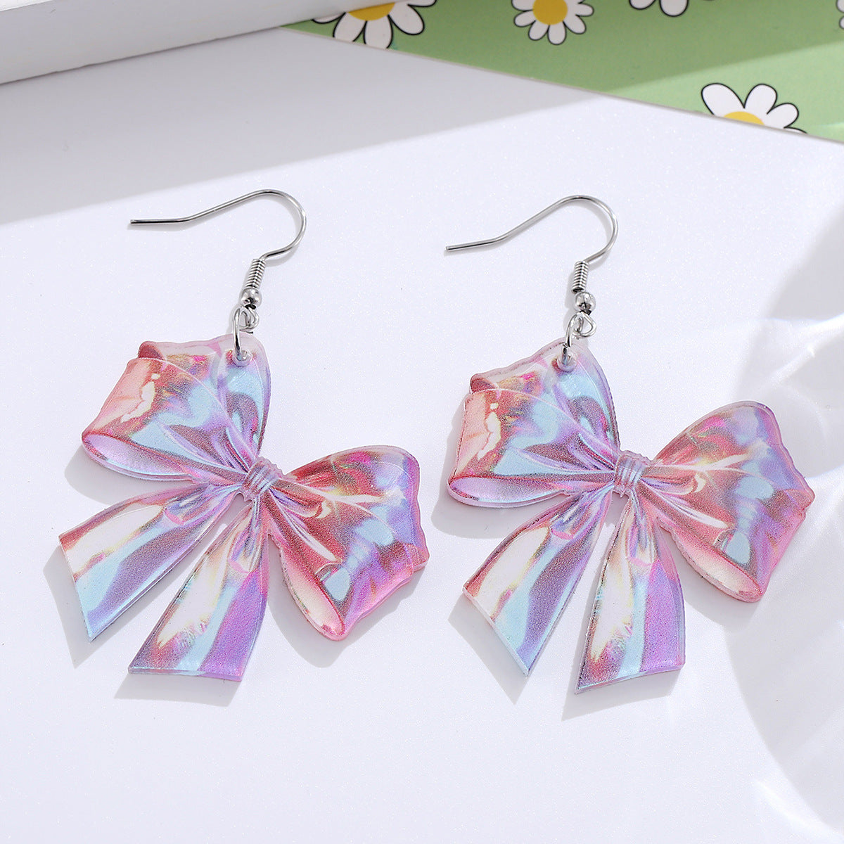 Wholesale Y2K Colorful Bowknot Acrylic Pendant Earrings