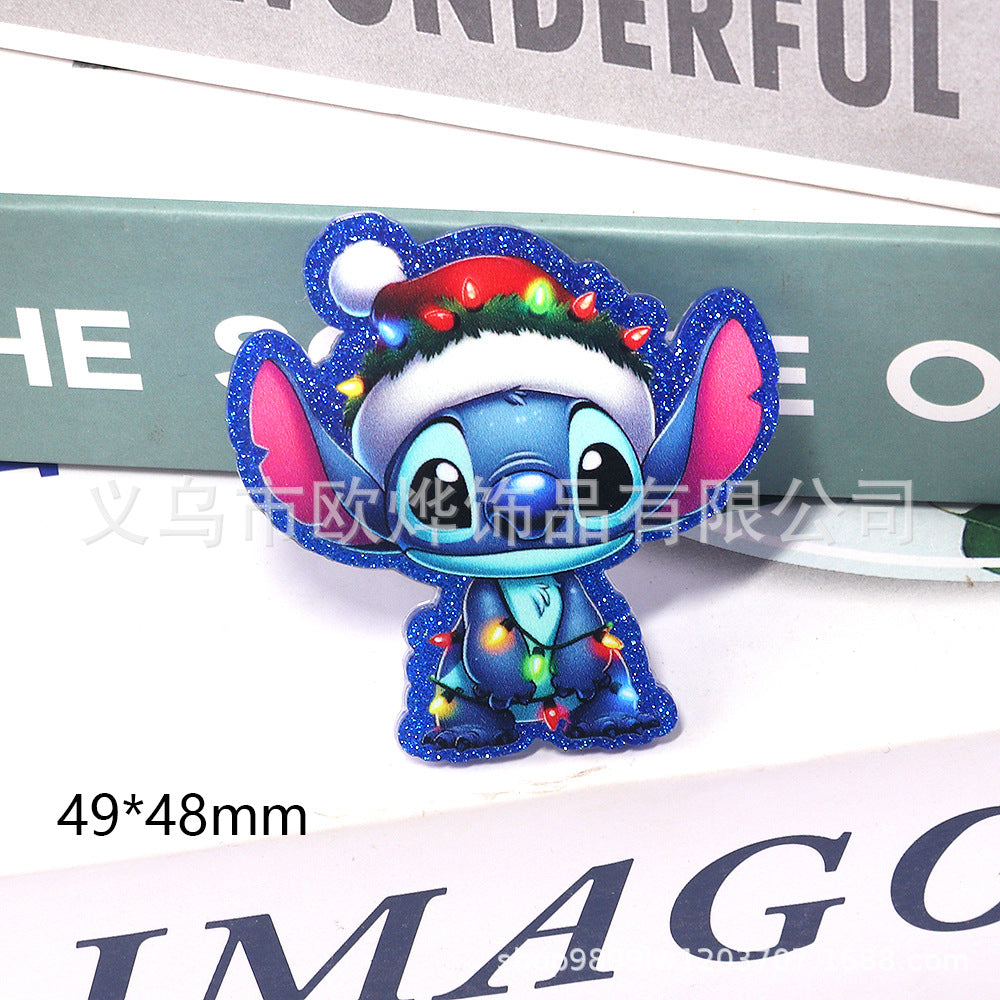 Wholesale 10pcs DIY Flatback Cartoon Christmas Acrylic Flatback Badge Reels Retractable Keychain DIY Accessories