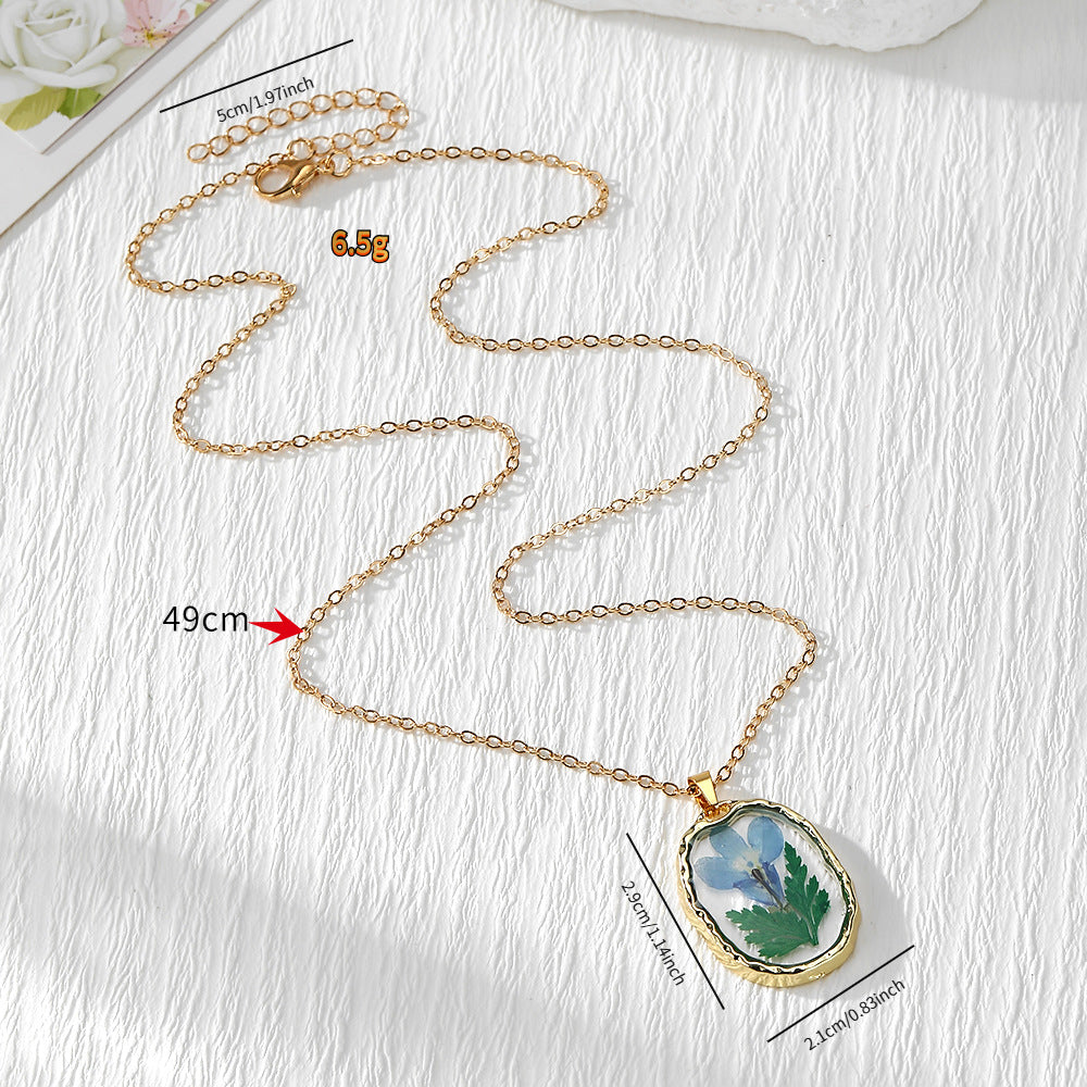 Wholesale Trendy Resin Flower Pendant Necklace with Preserved Flower,  Fashion Jewelry Accessory for Resale
