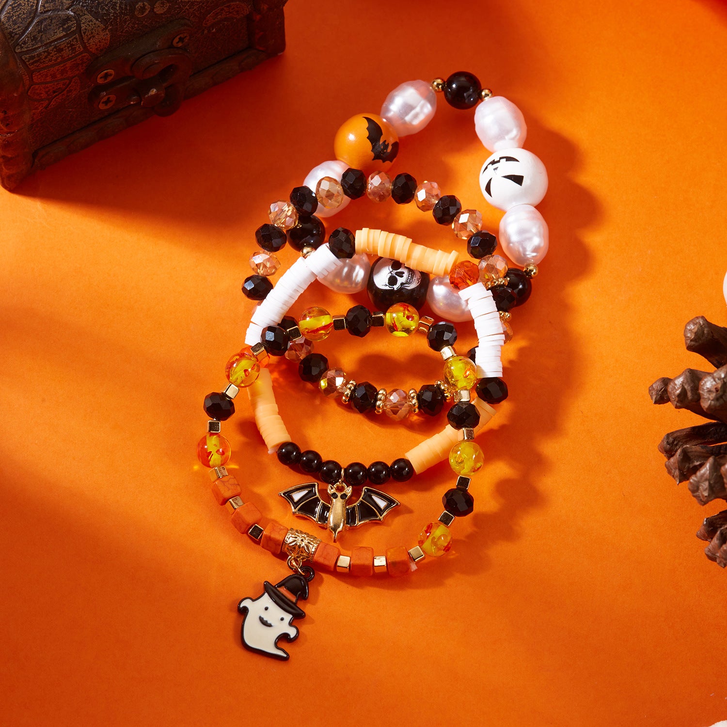 Wholesale  cute cartoon elastic bat ghost crystal bracelet