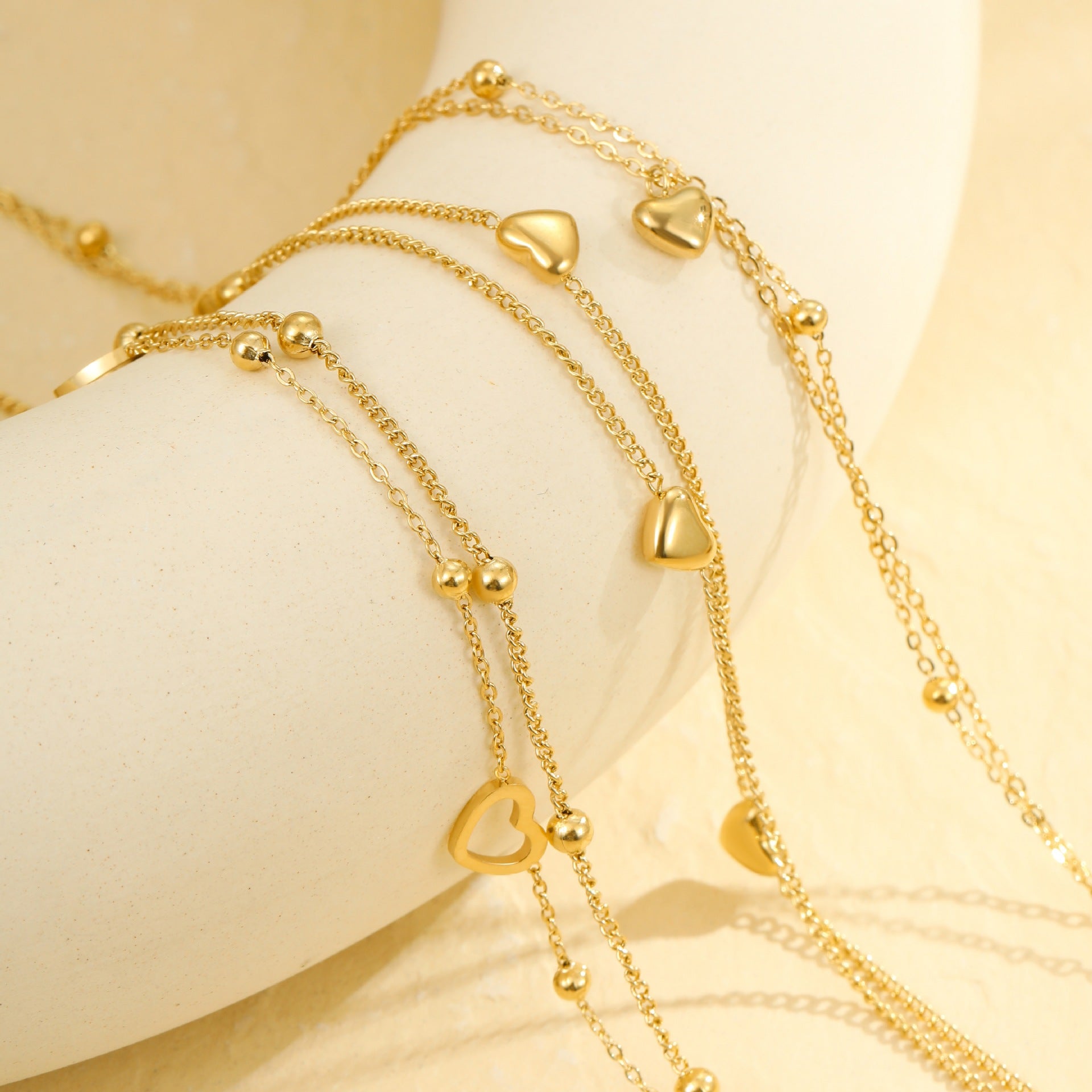 Wholesale  Multi-layer Love Stainless Steel  Anklets