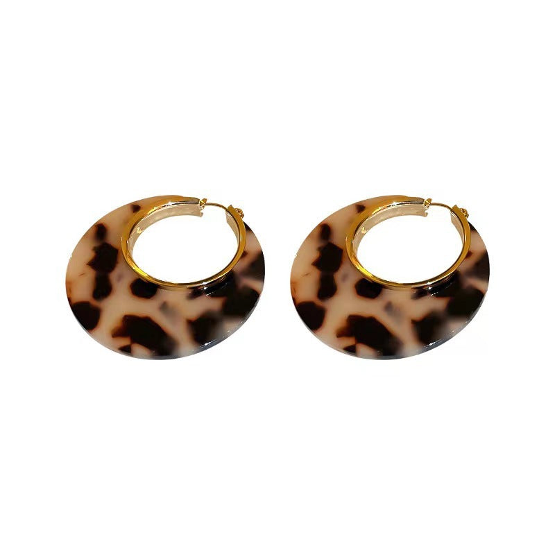 Wholesale Leopard Print Acrylic Circle Geometric Earrings
