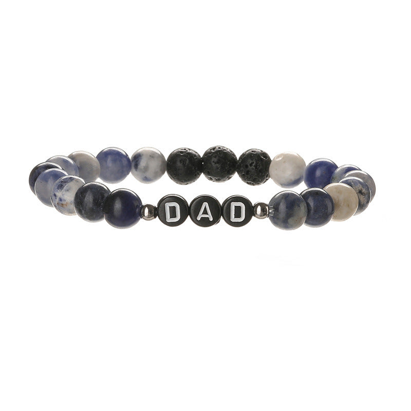 Wholesale European Style 8Mm Natural Stone DAD Letter Beaded Bracelet Father S Day Gift Elastic Cord Jewelry Accessory