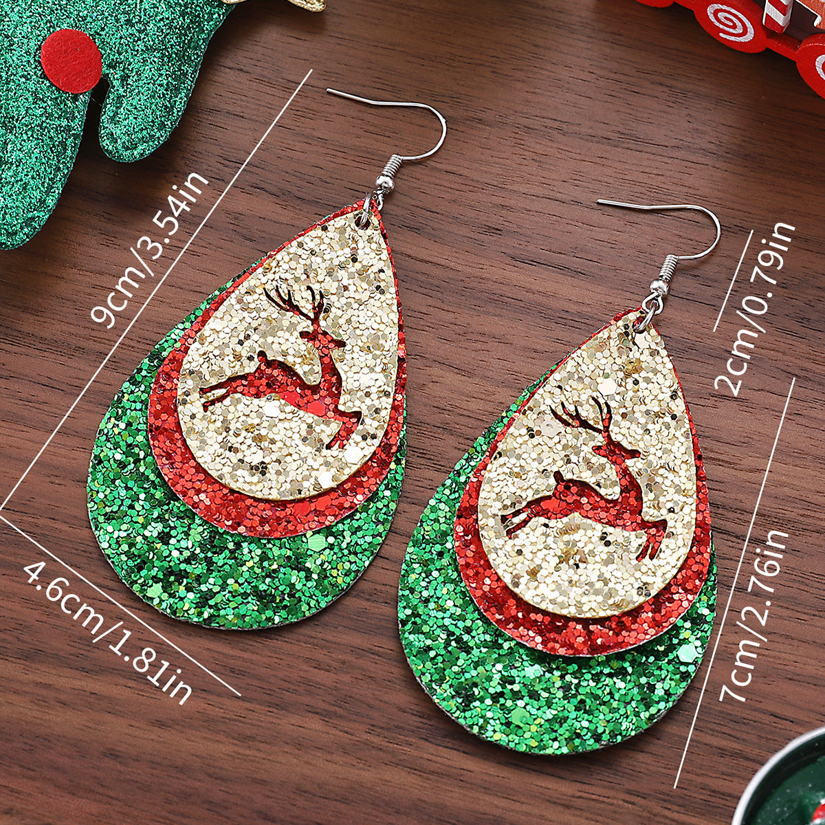 Wholesale Sequin Leather Christmas Earrings ACC-ES-ChuLian100