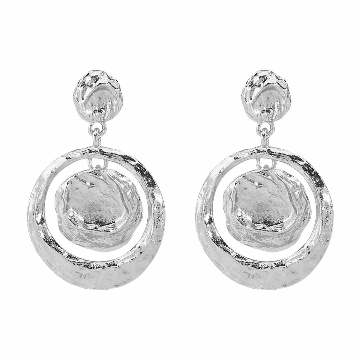 Wholesale exaggerated design pleated alloy geometric pendant earrings