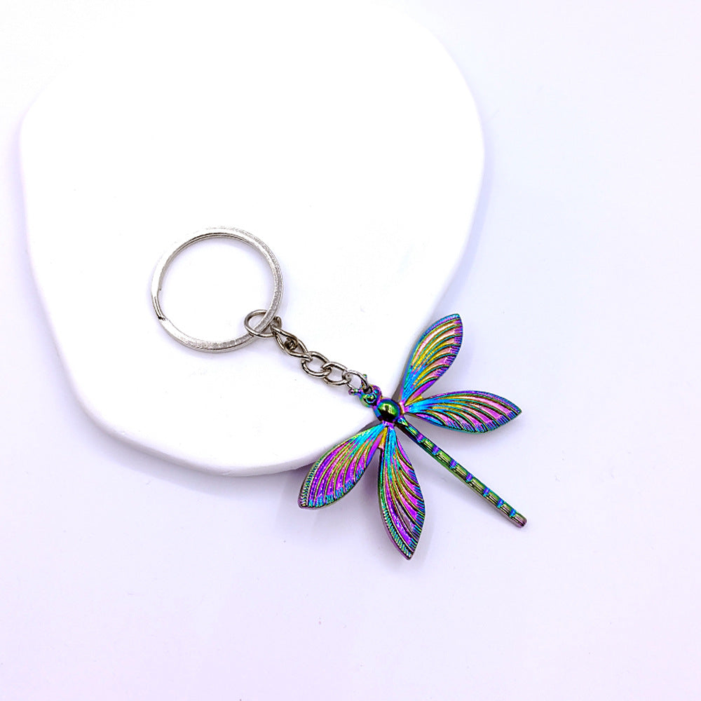 Wholesale Colorful Dragonfly Keychain Stainless Steel Key Ring Pendant Key Ring ACC-KC-DaMai001