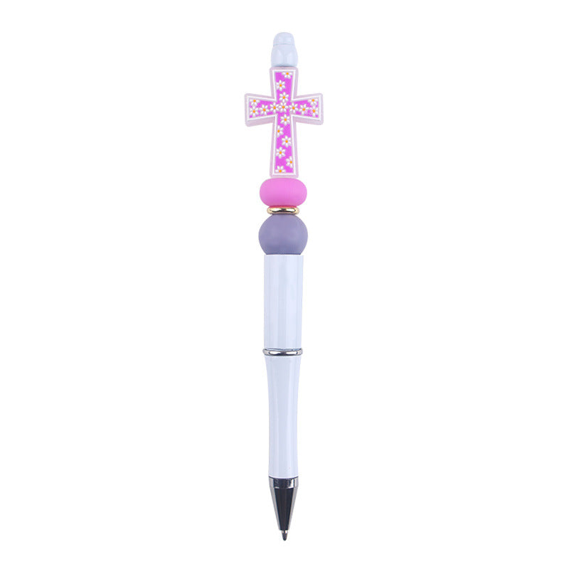 Wholesale  DIY Beaded Pen Creative Handmade Cross Silicone Beads Beaded Pen