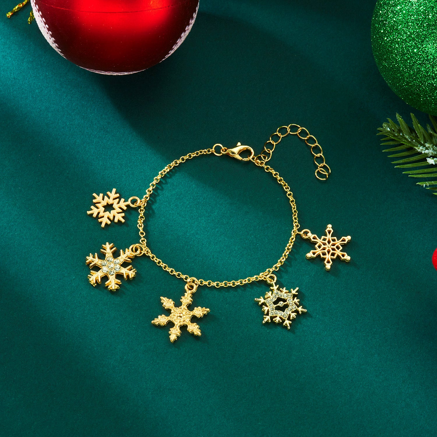 Wholesale Diamond Christmas Tree Snowflake Elk Bell Bracelet Necklace Set