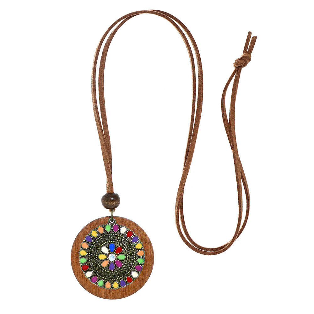 Wholesale Bohemian Geometric Colorful Drop Pendant Necklace Zinc Alloy Fashion Accessory for Travel Gift