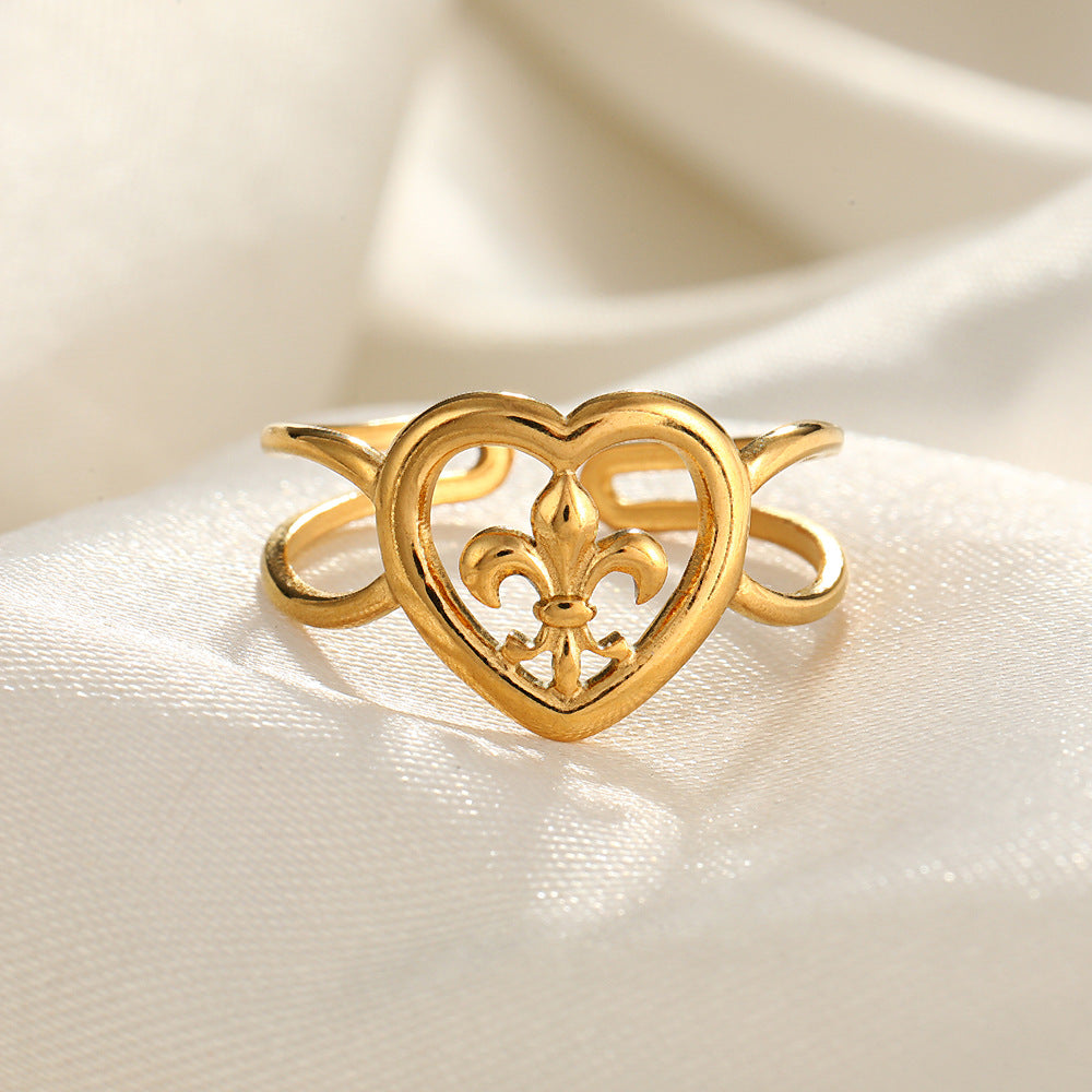 Wholesale Line Hearts Butterfly Irregular Stainless Steel Open Rings  ACC-RS-TaiMei004